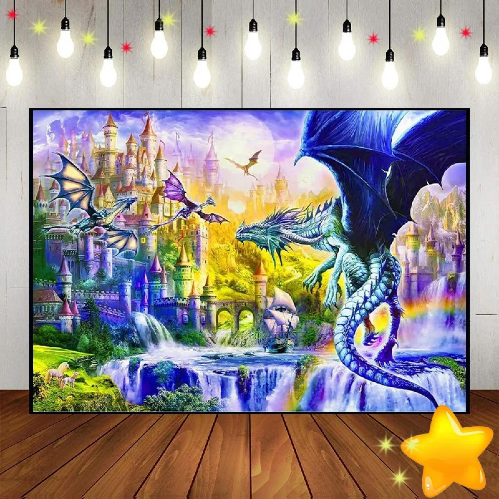 Fantasy Welt Wandteppich Mittelalter Roter Drache Mensch Krieg Mythologie Thema Foto Dekoration Fotografie Kulissen Party 210X150cm