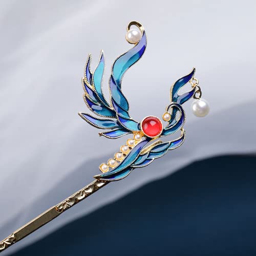 ORLOVA Haargabel, Haarstäbchen, Haarspangen for Frauen, antike Cloisonné-Haarnadel, Kinder, Hanfu-Kopfschmuck, brennendes blaues Haar-Accessoire