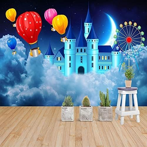 XLMING Blaue Fantasie Ballon Schloss Kinderzimmer Wände 3D Tapete Home Dekoration Wohnzimmer Sofa Schlafzimmer Tv Hintergrund Wand-430cm×300cm