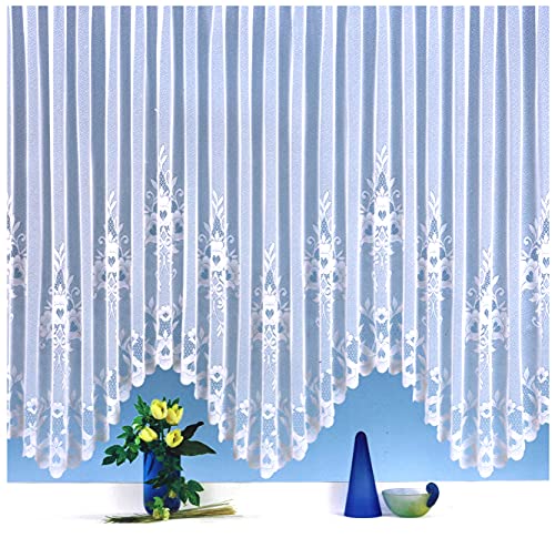 heimtexland ® Bogen Gardinen Store weiß Kräuselband Vorhang transparent Blumen Bordüre Typ10 Höhe 145cm x Breite 375cm