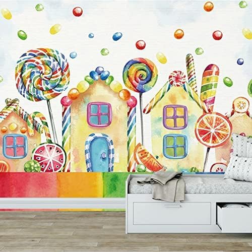 XLMING Handgemalte Cartoon Haus Lollipop Kinderzimmer Kindergarten Küche Esszimmer Arbeitszimmer Wohnzimmer TV Hintergrund Wand 3D Tapete-150cm×105cm