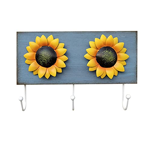 SZYDD Pastoraler Stil Sonnenblume Board Malerei Haken Sonnenblume Wandhaken Schlüsselschürze Handtuchaufhänger Küche Wanddekoration Blume