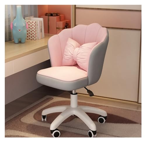 Computerstuhl, Home-Office-Schreibtischstuhl, Drehstuhl, bequeme Rückenlehne, Drehstuhl, süßer Schlafzimmer-Computer-Ankleidestuhl für Mädchen (Farbe: Rosa, farblich passende Größe: Latexkissen)