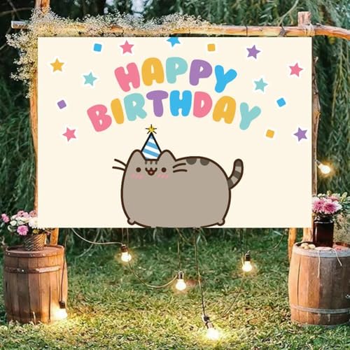 Niedliche Katze Fotografie Hintergrund e Party Name Cust iz Hintergrund Alles Gute zum Geburtstag Kinder Dekoration Poster 350x230cm