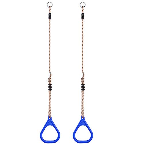 BFVAKBKYT Gymnastik Ringe,Suspension Trainer System, Schaukel Pull Up Gym Ringe Sport Pull-ups Ring Kinder Trapez Bar Pull Up Ring Spielplatz Hause Schaukel Ausrüstung(Blue)