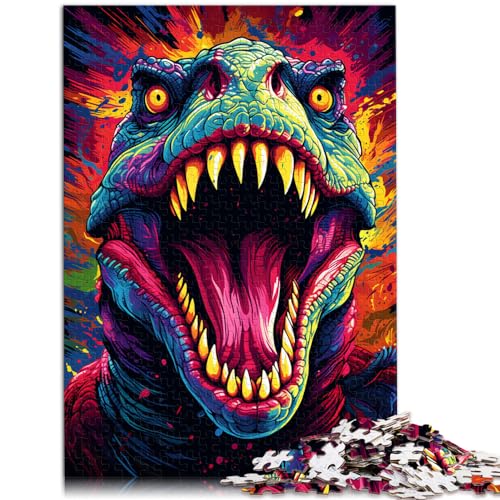 Puzzle-Malerei, farbenfrohe Kunst, Dinosaurier und das Puzzle 1000 Teile für Erwachsene, Holzpuzzle, interessantes Stressabbau-Puzzle 1000 Teile (50 x 75 cm)