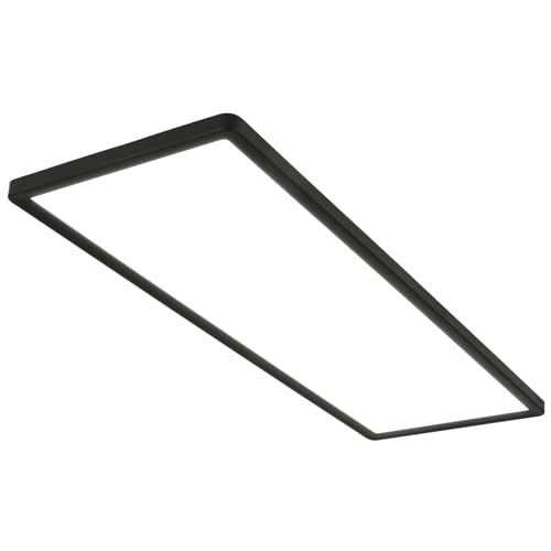 BRILONER Leuchten - Deckenlampe LED, LED Panel Ultra Flach, Backlighteffekt, neutralweißes Licht, 3.000 Lumen, Schwarz, 580x200x30mm (LxBxH), 7402-415