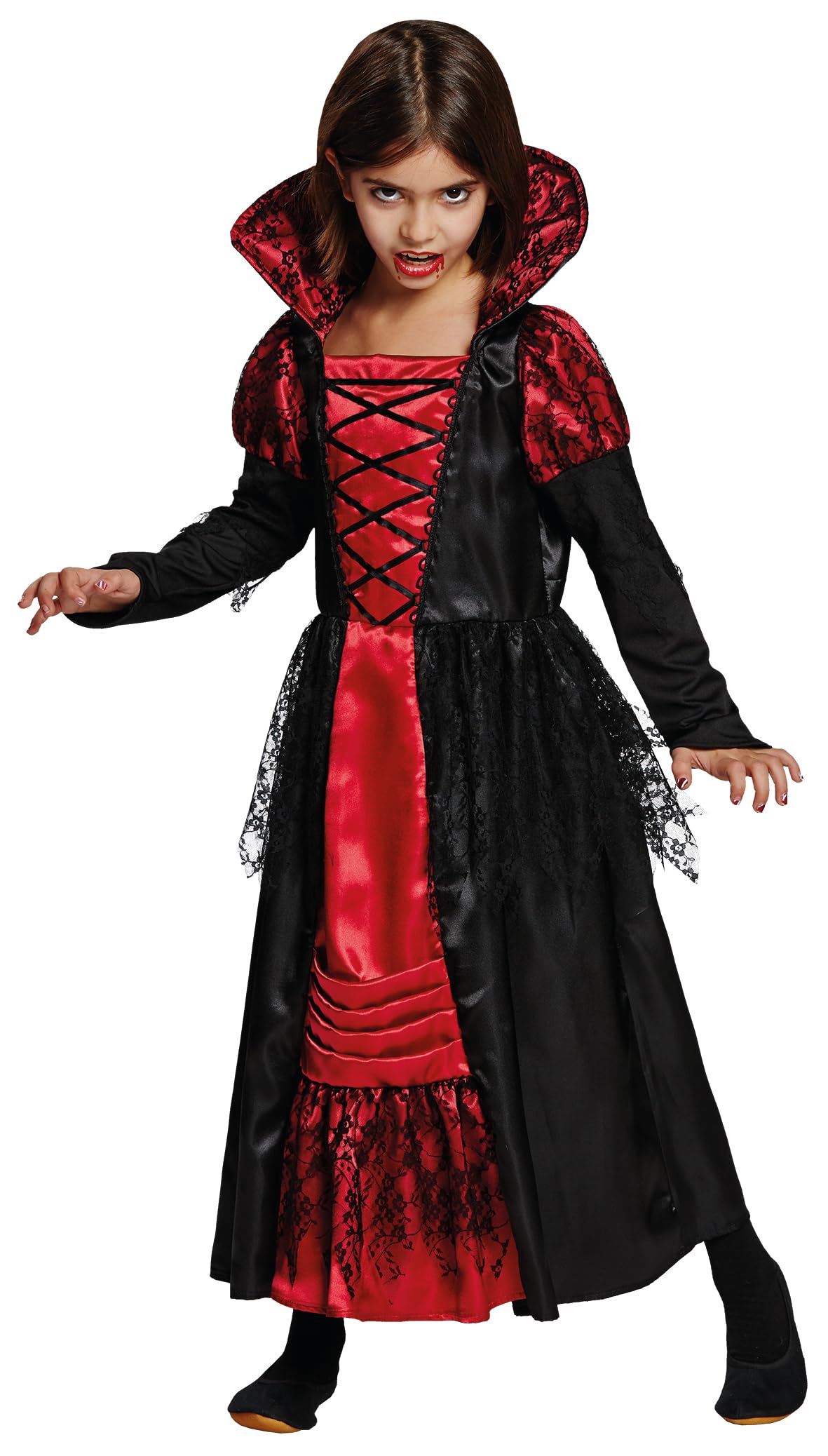 PartyXPeople Vampir Prinzessin | Kinder Kostüm | Halloween Verkleidung | schwarz-rot 12851-140