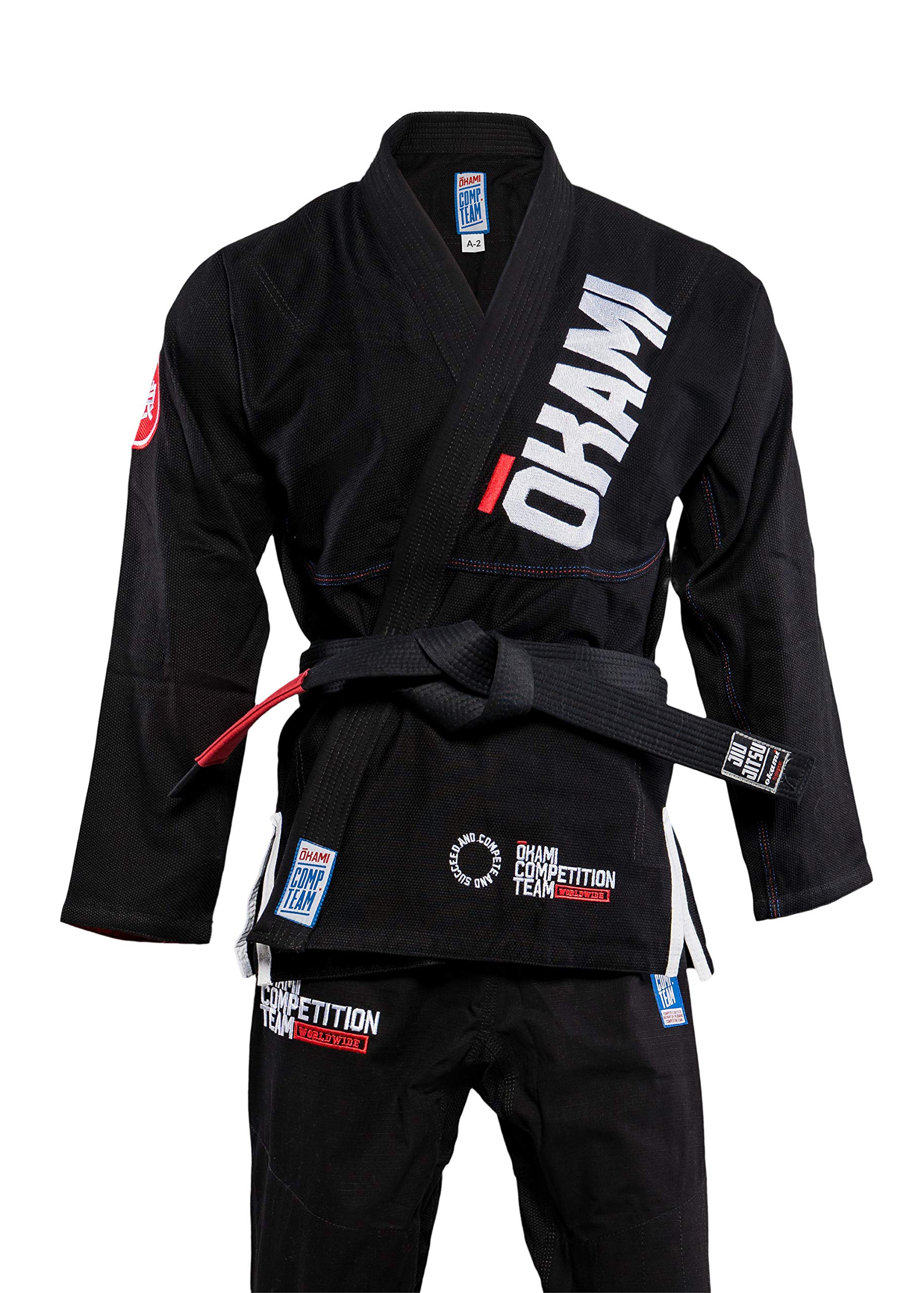 OKAMI Ultralight BJJ Gi Competition Team schwarz - BJJ, Ju-Jutsu, Jiujitsu Kimono (A1) Erwachsene und Jugendliche