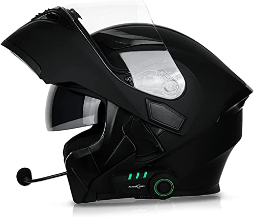 Motorradhelm-Bluetooth-Helm Motorrad Klapphelm Damen Und Herren,DOT/ECE Zertifiziert Motorradhelm Integralhelme Mit Doppelvisier,Integriert Mikrofon Für Automatische Reaktion