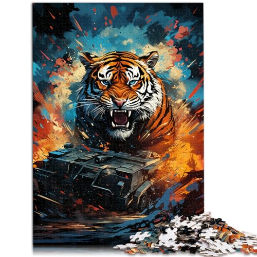 Puzzles, Geschenke, Spielzeug, farbenfrohes psychedelisches Tigerpanzer-Action-Puzzle für Erwachsene, 1000 Teile, Holzpuzzle, tolles, 1000 Teile (50 x 75 cm)