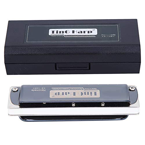 Blues Harp Mundharmonika, Eb Key 10-Loch Edelstahl Harz Mund Orgel Musikinstrument(Weiß)