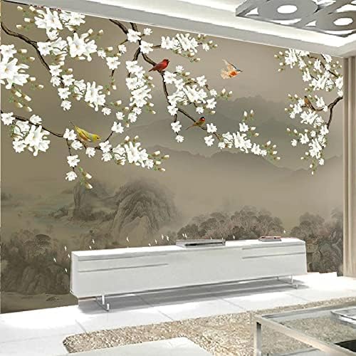 XLMING Pflaumenblüte Blume Und Vogel Frühlingsblüte 3D Tapete Home Dekoration Wohnzimmer Sofa Schlafzimmer Tv Hintergrund Wand-400cm×280cm