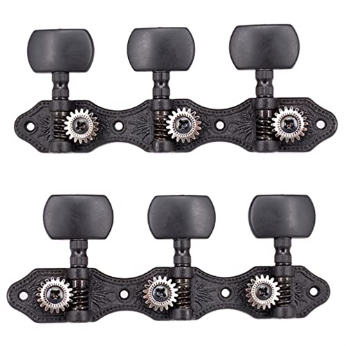 Gitarren Stimmwirbel 1 Paar Vintage Acoustic Guitar String Tuning Pegs Guitar Tuner Akazienknöpfe 3R3L. Schwarz