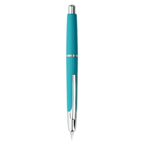 Naugan Press Resin FüLlfederhalter, Extra Feine Spitze, 0,4 mm Tintenstift-Konverter zum Schreiben Von Geschenken, Pfauenblau (Silberclip)