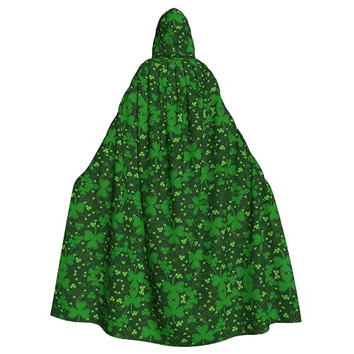 WURTON Hintergrund St. Patrick's Day Glitzer-Umhang mit Kapuze, Unisex, Cosplay-Kostüm, Umhang für Erwachsene, 185 cm