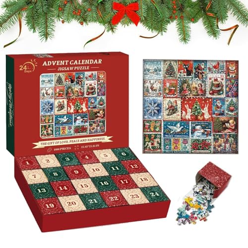 Aizuoni Weihnachts-24-Tage-Countdown-Adventskalender, Puzzle-Adventskalender | Weihnachtspuzzle Adventskalender 1000 Teile | Weihnachtspuzzle, Heimdekoration, Weihnachtspuzzle, 24 Boxen für