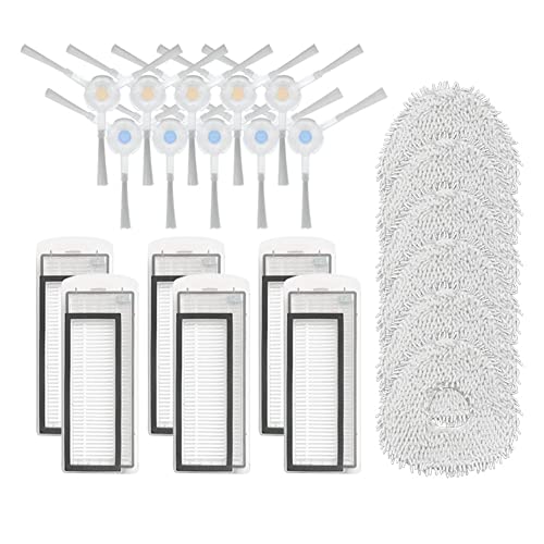 Glakyur 22PCS Geeignet für T10 Kehrroboter Zubehör Seitenbürste Filter Bildschirm Mop Tuch