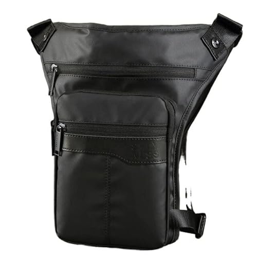 Leg Bag Motorrad Motorrad Oberschenkeltasche Oxford Herren Hüfttasche, wasserdichte Nylongurt-Gürteltasche, Motorradfahrer-Drop-Oberschenkel-Hüfte-Beintasche, Reise-Schulter-Cross-Tasche(Black Oxford