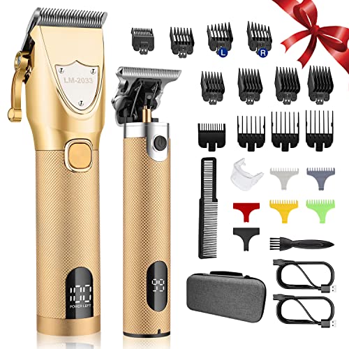 Haarschneidemaschine schnurloser Haarschneider Professionelle Friseurschneidemaschine Elektrische Haarschnittmaschine Wiederaufladbare Detail-Trimmer Haarschneidemaschine Kit (Gold)