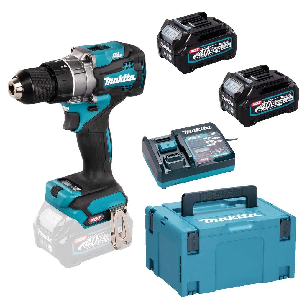 Makita DF001GD201 Akku-Bohrschrauber 40V max. / 2,5 Ah, 2 Akkus + Ladegerät im MAKPAC