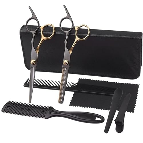 KANUZ Haarschere Friseur Schneiden Effilierschere Set Haarschneiden Salon Haarschere Heimgebrauch für Mann Frau (Farbe: 6.0 8set hj)