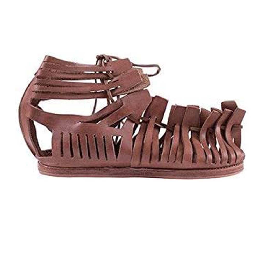 AnNafi Herren Gladiator-Sandalen aus Leder, römische Centurianische braune Caligaee, mittelalterliche griechische Soldat-Sandalen, antikes Kostüm, Schuhe (10)