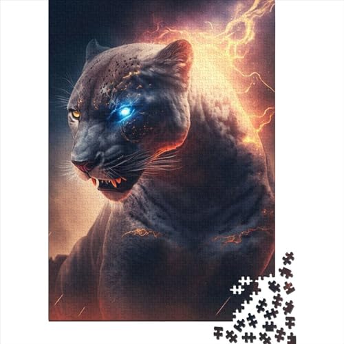 Fiery Tiger Holzpuzzle für Erwachsene 1000 Teile für Erwachsene Schwierige Puzzles ganze Familie und die (Größe: 75 x 50 cm)