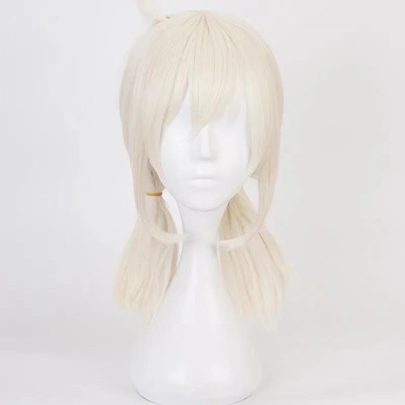 WCCNKK Genshin Impact Klee Cosplay Perücke + Perückenkappe, Blonde Perücke Mit Doppeltem Pferdeschwanz, Geeignet Für Halloween, Party, Karneval, Halloween-Dekorationszubehör, Anime-Geschenk