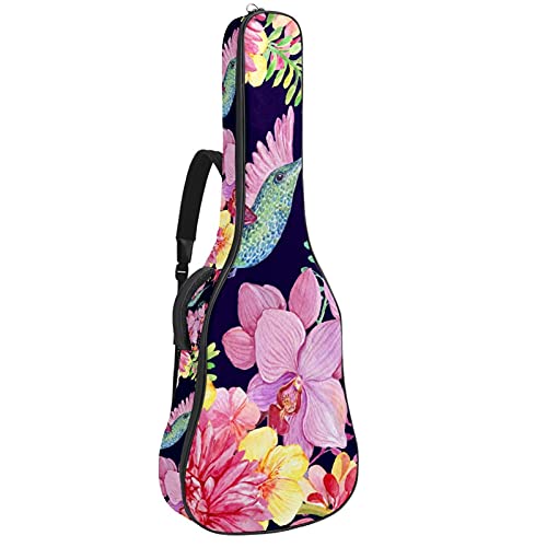 Akustikgitarre Tasche Dicke Polsterung Wasserdicht Dual Verstellbarer Schultergurt Gitarrenkoffer Gig Bag (Vogelfliegen im Thema Ing)