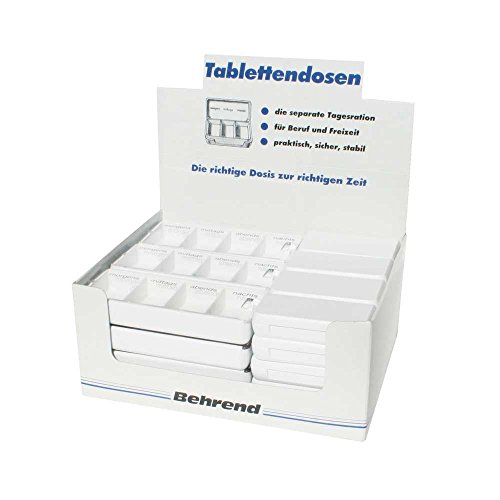 1x Behrend Tablettenbox, Pillenbox, Pillendose, Medikamentenbox, Medibox, Verkaufsdisplay