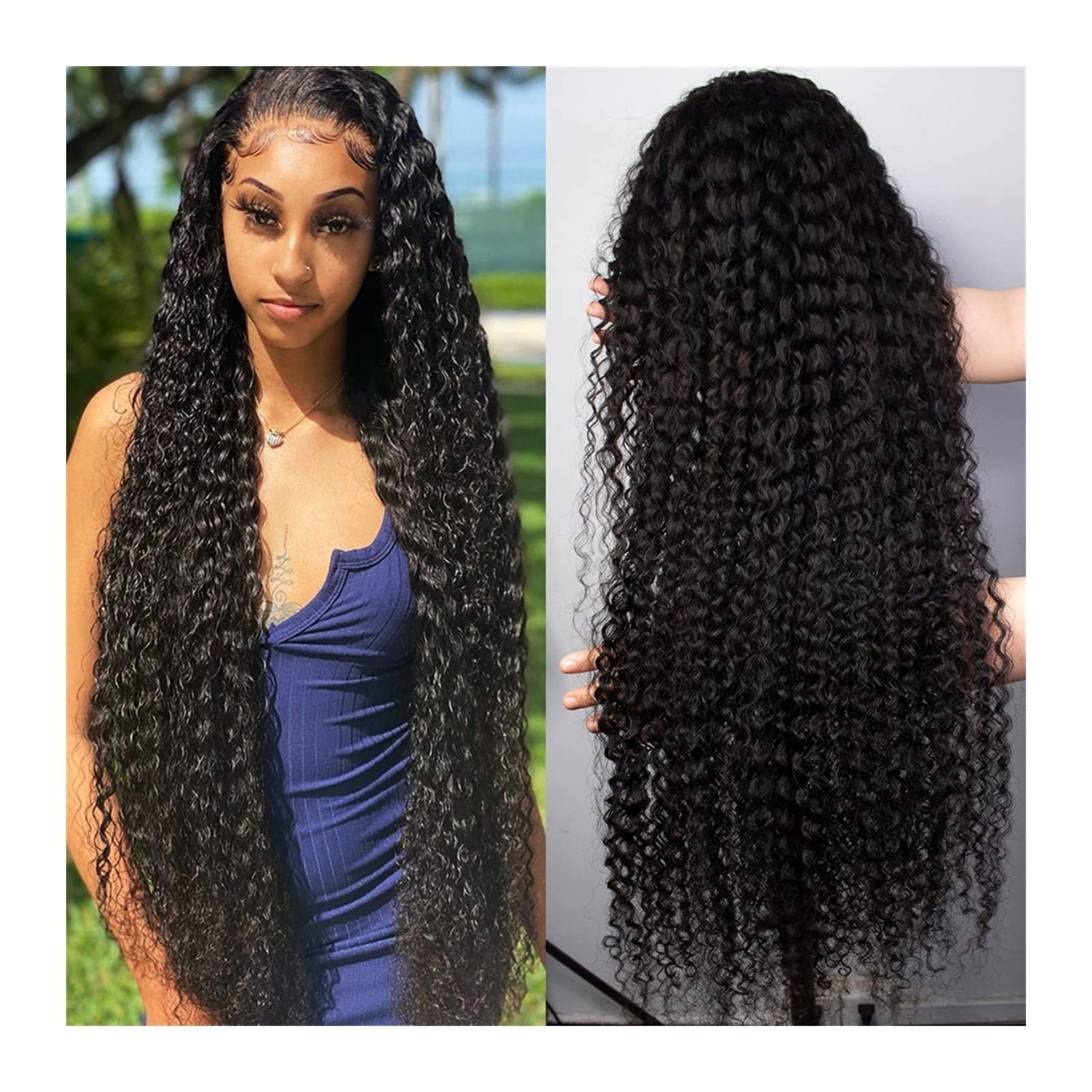 Perücken Deep Wave Frontal Perücke Full Lace Front Human Hair Perücken 13x4 Bob Wasserwelle HD Nass und Wellenförmige lose vorgepuckte lockige menschliche Haarperücke Damenperücke (Size : 180%, Colo