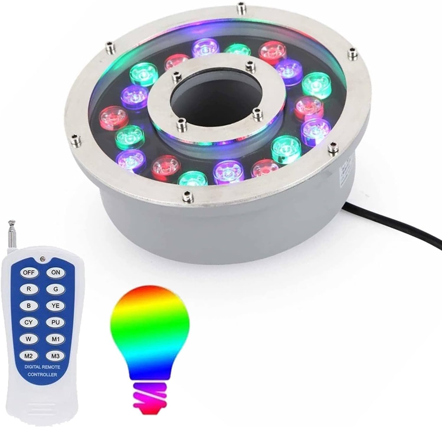 LED-Ring-Unterwasserbrunnenlicht - Mit HF-Fernbedienung Unterwasser-Poollichtern, RGB-Farbwechsel-Unterwasserlichtern Ip68 wasserdichte Mittelloch-Teichwasserlandschaftslichter Für Den Quadr