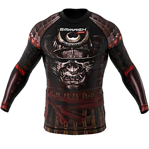 SMMASH Samurai Rashguard Herren Kampfsport Langarm, Sport Longsleeve Atmungsaktiv und Leicht, Sportoberteile für MMA, Krav MAGA, BJJ, Slim Fit Funktionsshirt Herren, Hergestellt in der EU (XS)