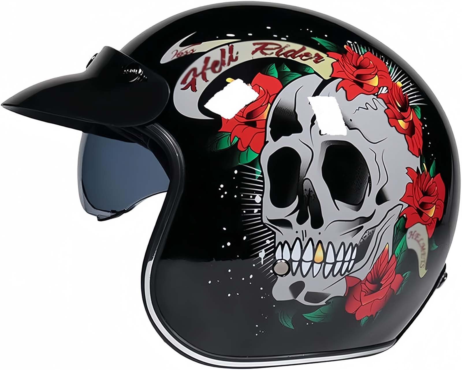 Retro-Halbhelm Mit Offenem Gesicht Und Visier, 3/4-Jethelm Leichter Motorradhelm Für Männer Und Frauen, ECE-Geprüfter Halbhelm Für Erwachsene B,M55-56CM