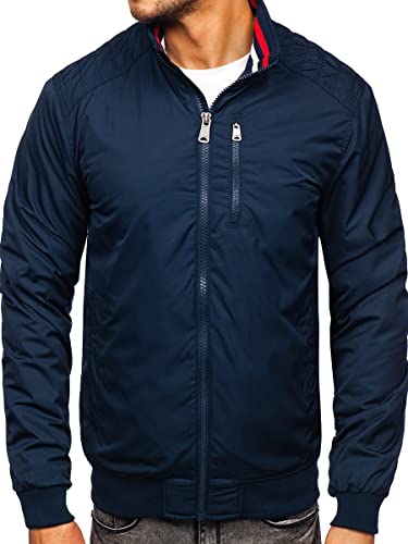 BOLF Herren Übergangsjacke Steppjacke Daunen-Optik Casual Elegant Leichte Frühlings Jacket Moderne Männer Jacke 1907 Dunkelblau L [4D4]