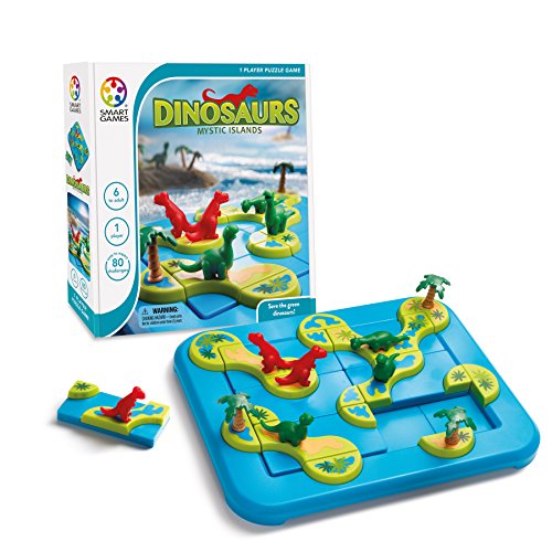 smart games - Dinosaurs Mystic Islands, Puzzle Game with 80 Challenges, 6+ Years, 24 x 24 x 6 cm (LxWxH)