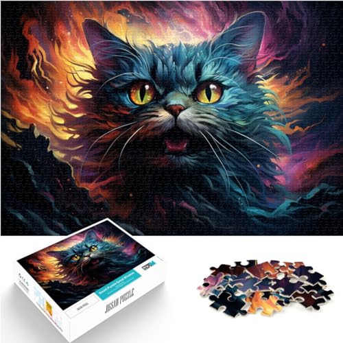 Puzzles Bunte Katze 1000-teiliges Puzzle Lernspiele Holzpuzzle Familienspiel Stressabbau Schwieriges Herausforderungspuzzle 1000 Teile (50 x 75 cm)