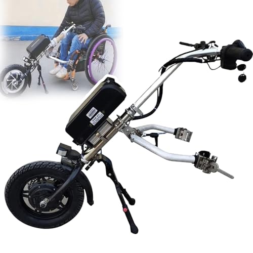 SATSAT 500-W-Rollstuhl-Zuggerät, Elektro-Handbike-Rollstuhlaufsatz, Elektrorollstuhl-Umbausatz mit Frontlicht, 48-V-15-Ah-/17-Ah-Akku, 3-Gang,Reichweite 60/70 km, mit Hochtöner und LED-Leuchten,B15Ah