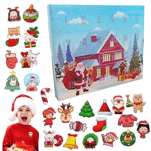 2 Stück Adventskalender | 24 Stück Brosche Kreativer Weihnachtskalender Countdown 2022-24 Tage Weihnachten Countdown Kalender Spielzeug Set für Mädchen Party Favors Ukalou