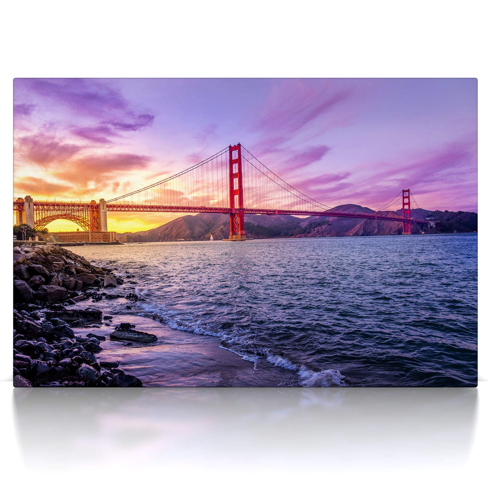 CanvasArts Golden Gate Bridge - Leinwand Bild auf Keilrahmen (60 x 40 cm, Leinwand auf Keilrahmen)