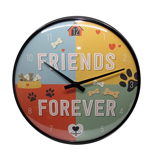 Nostalgic-Art Retro Wanduhr PfotenSchild – Friends Forever – Geschenk-Idee für Hunde-Besitzer, Große Küchenuhr, Deko Vintage-Design, Ø 31 cm