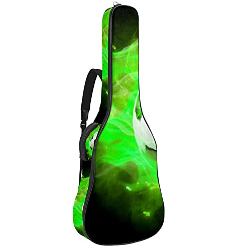 Gitarrentasche Gig Bag Gepolsterte Wasserdicht Gitarrenhülle für Akustikgitarre 40/41 / 42 zoll Grüner Flammenfußball 108.9x42.9x11.9 cm