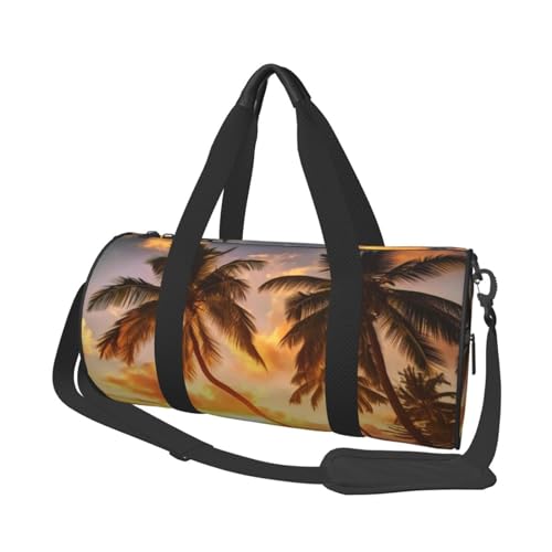 Robuste Reisetasche mit gelben Blumen und Schmetterlingen, geräumige und stilvolle Tasche für alle Ihre Reisebedürfnisse, Sonnenuntergang Hawaii Palme, Einheitsgröße