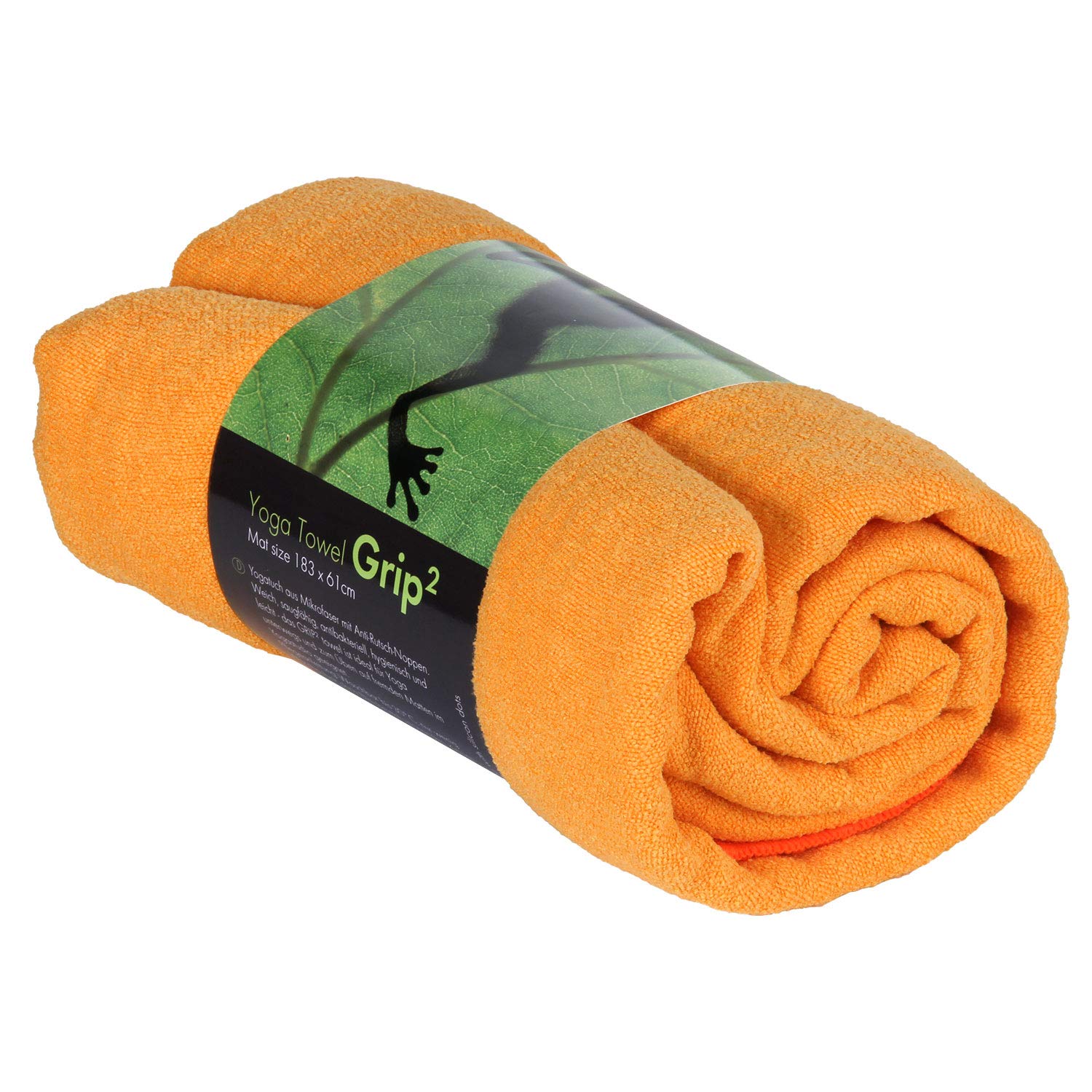 Bodhi GRIP2 Yoga Towel | Handtuch mit Anrtirutsch-Noppen (Safran/orange) | Mikrofaser-Yogatuch | Rutschfestes Trainings-Handtuch | Ideal für Hot Yoga |Yogamattenauflage | rutschfest & Antibakteriell