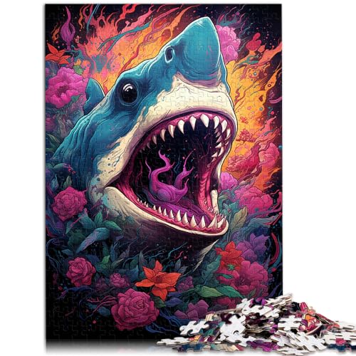 Puzzles Die farbenfrohe Psychedelie der Hai-Mythologie. Lustige Puzzles für Erwachsene, 1000-teiliges Holzpuzzle, Künstlersammlung, Bildende Kunst, 1000 Teile (50 x 75 cm)