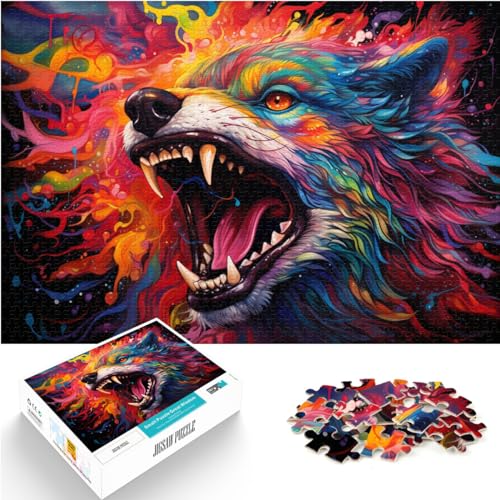 Puzzles für farbenfrohe, psychedelische, bizarre Wölfe. Puzzles für Erwachsene, 1000-teiliges Wanddekoration, einzigartige Geburtstags, 1000 Teile (50 x 75 cm)