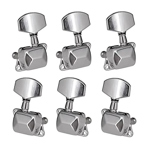 6 Stücke Schaltverhältnis 1:15 Halbschloss Akustikgitarre Tuning Pegs Tuner Maschinenköpfe Tuning Keys 3L3R Stimmwirbel Mechaniken (Color : Silver)