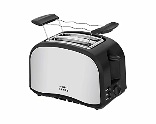 Toaster - 2 Scheiben - mit Brötchenaufsatz, Krümelschublade und Auftaufunktion - 800Watt