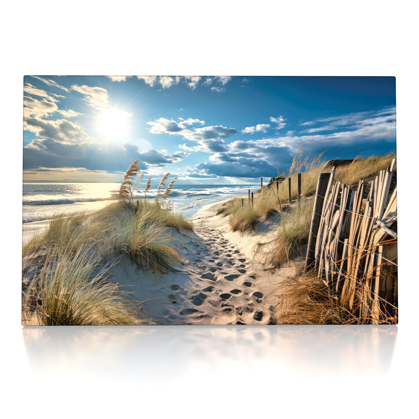 Weg zum Strand - Leinwand Bild - Nordsee, Ostsee, Sylt Wandbild Kunst Druck Bilder Wand Deko Dünen Meer Wohnzimmer (100 x 70 cm, Leinwand auf Keilrahmen)